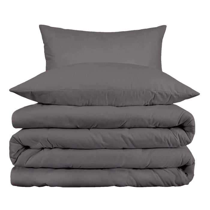 1000 Thread Count Cotton Rich Solid Duvet Cover Set - Gray