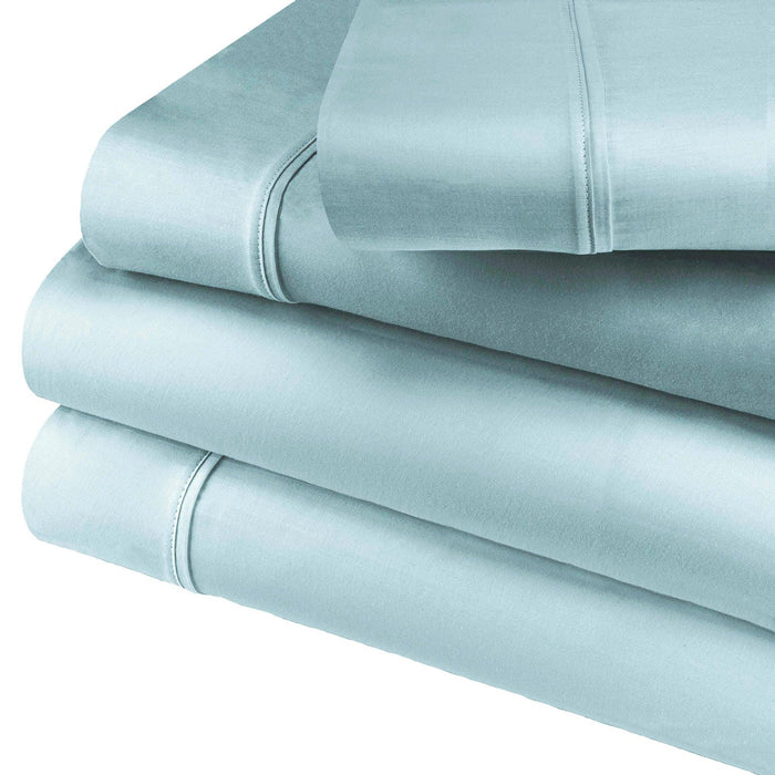 600 Thread Count Cotton Blend Solid Deep Pocket Sheet Set - Light Blue