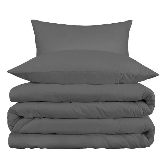 800 Thread Count Cotton Blend Solid Duvet Cover Set - Gray