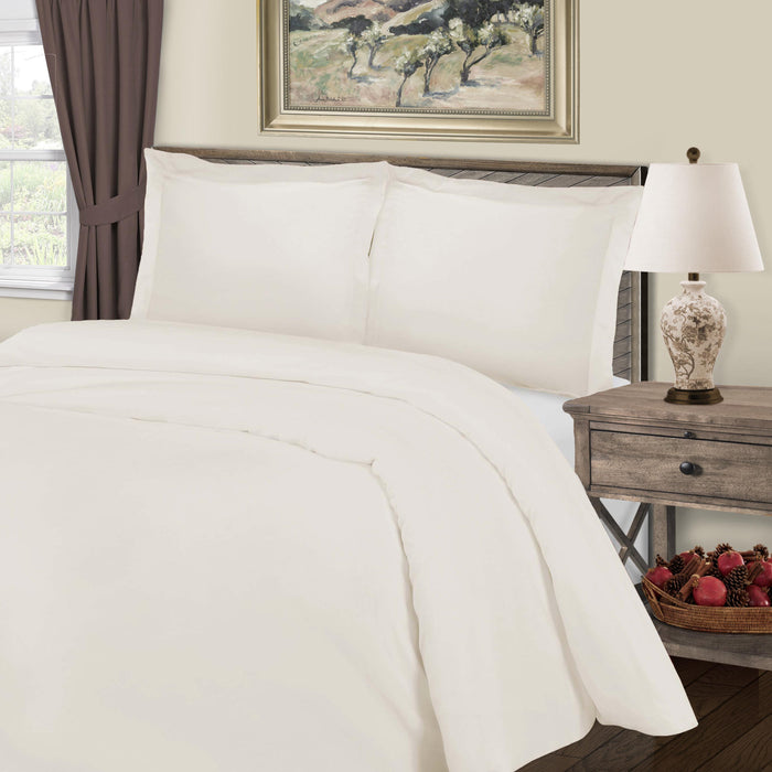 800 Thread Count Cotton Blend Solid Duvet Cover Set - Ivory