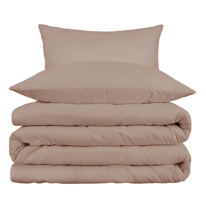 800 Thread Count Cotton Blend Solid Duvet Cover Set - Taupe
