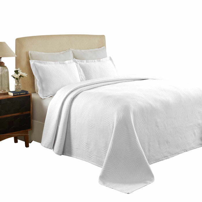 Cascade Cotton Jacquard Matelassé 3-Piece Bedspread Set-Bedspread-Blue Nile Mills