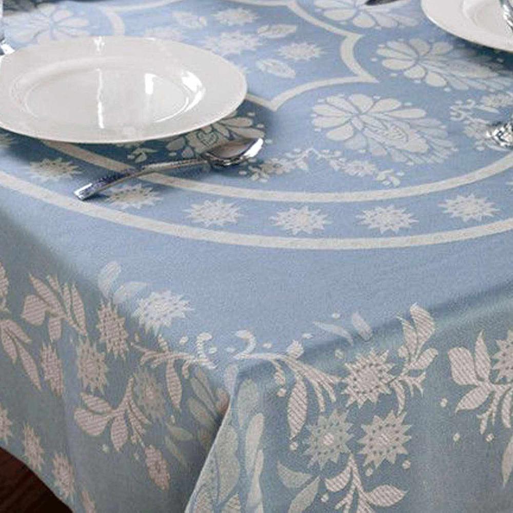 Cody Direct Floral 100% Soft Cotton Abigail Table Cover, Round/Oblong-Tablecloth-Blue Nile Mills