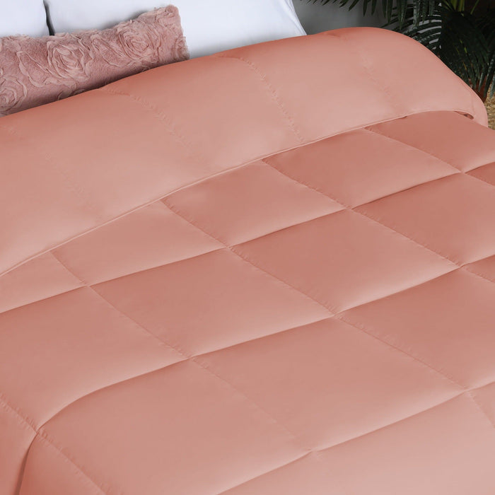 Brushed Microfiber Down Alternative Medium Weight Solid Comforter - Blush