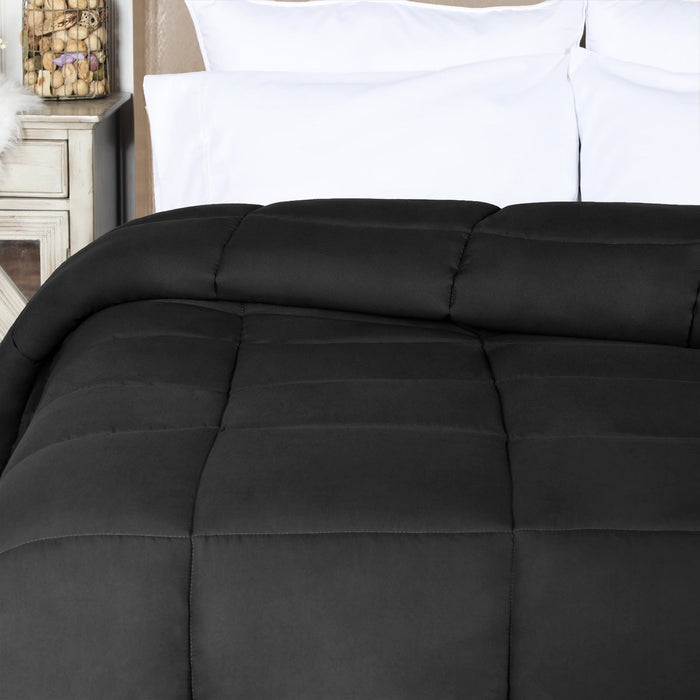 Brushed Microfiber Down Alternative Medium Weight Solid Comforter - Black