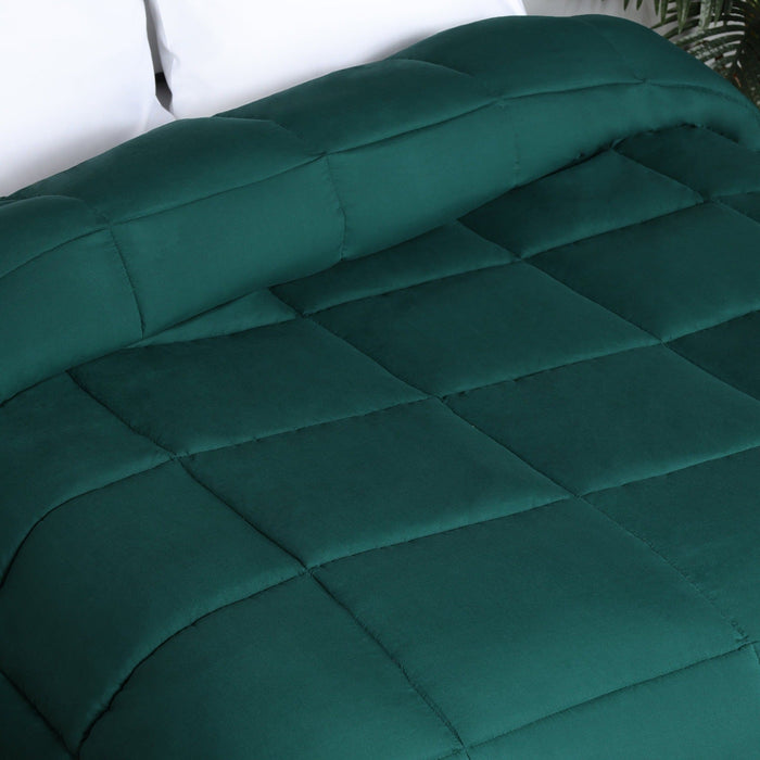 Brushed Microfiber Down Alternative Medium Weight Solid Comforter - Hunter Green
