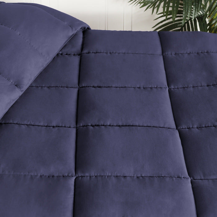 Brushed Microfiber Down Alternative Medium Weight Solid Comforter - Navy Blue