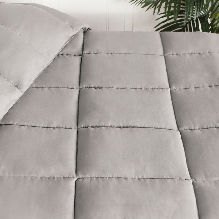 Brushed Microfiber Down Alternative Medium Weight Solid Comforter - Silver