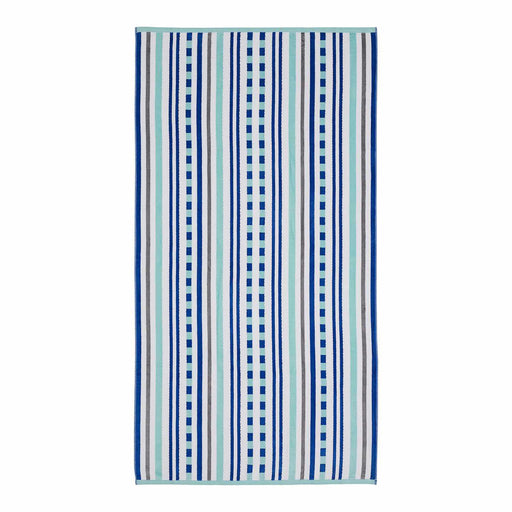 Cotton Stitch Stripe Textured (set of 2) Beach Towel - Aqua Sky-Beach Towel-Blue Nile Mills