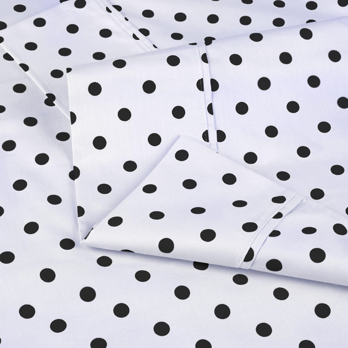Polka Dot 600 Thread Count Cotton Blend Deep Pocket Sheet Set - White
