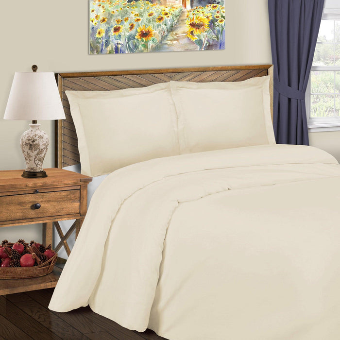 600 Thread Count Cotton Blend Solid Duvet Cover Set - Ivory