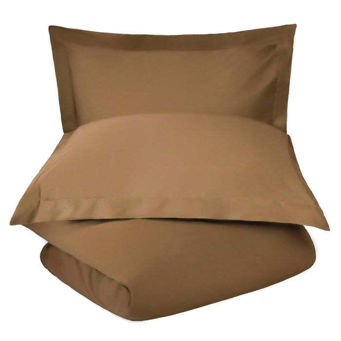 600 Thread Count Cotton Blend Solid Duvet Cover Set - Taupe