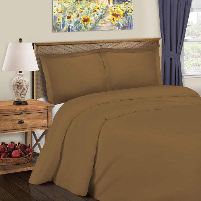 600 Thread Count Cotton Blend Solid Duvet Cover Set - Taupe