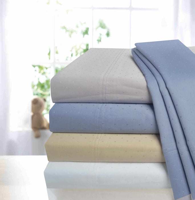 Dewsbury 400-Thread Count 100% Egyptian Cotton Elegant Swiss Dots Sheet Set with Deep Pockets-Sheet Set-Blue Nile Mills