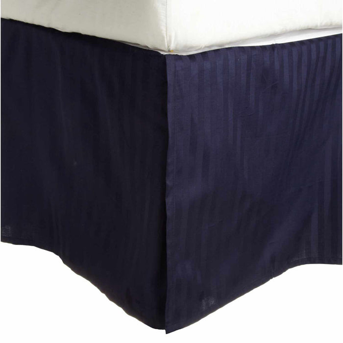 Earnhardt 100% Egyptian Cotton Stripes Chic Bed Skirt with Split Corners-Bed Skirt-Blue Nile Mills