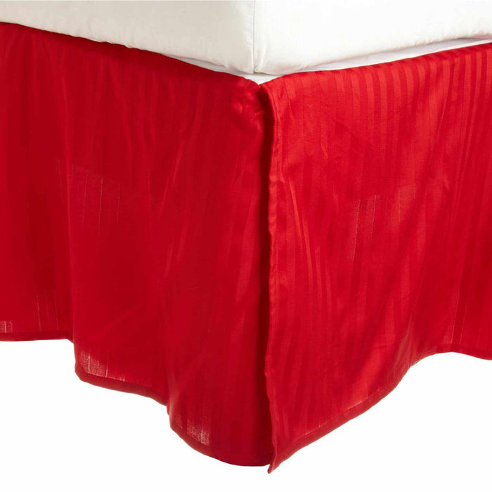Earnhardt 100% Egyptian Cotton Stripes Chic Bed Skirt with Split Corners-Bed Skirt-Blue Nile Mills
