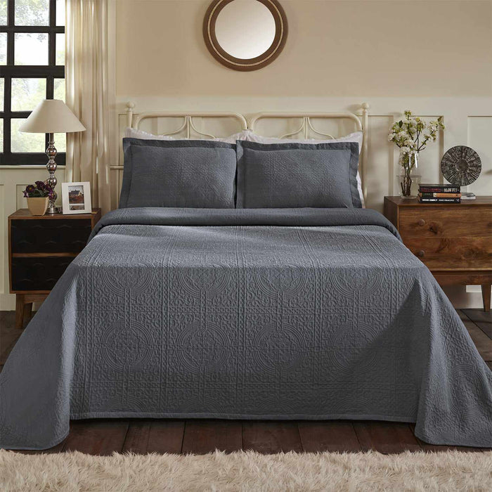 High Garden 100% Cotton Jacquard Matelassé Fleur De Lis Bedspread Set-Bedspread Set-Blue Nile Mills