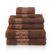 Cotton Assorted 6-Piece Modern Geometric Absorbent Towel Set - Chocolate