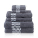 Cotton Assorted 6-Piece Modern Geometric Absorbent Towel Set - Grey