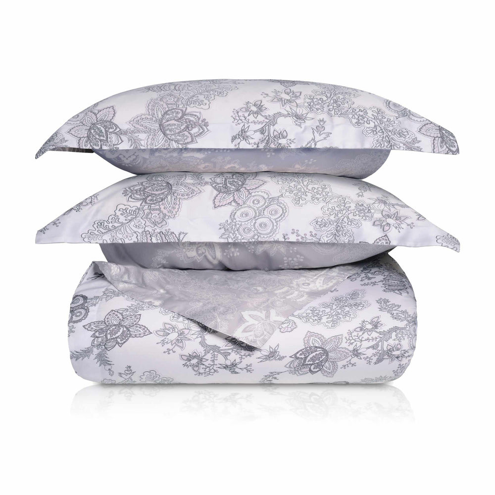 Ledbury 100% Cotton Reversible Floral Duvet Cover and Pillow Sham Set-Duvet Cover Set-Blue Nile Mills