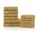 Machias Honeycomb Pattern 100% Combed Cotton Jacquard and Solid Combo 12-Pieces Towel Set, 2 Bath, 4 Hand, 6 Face - Sahara