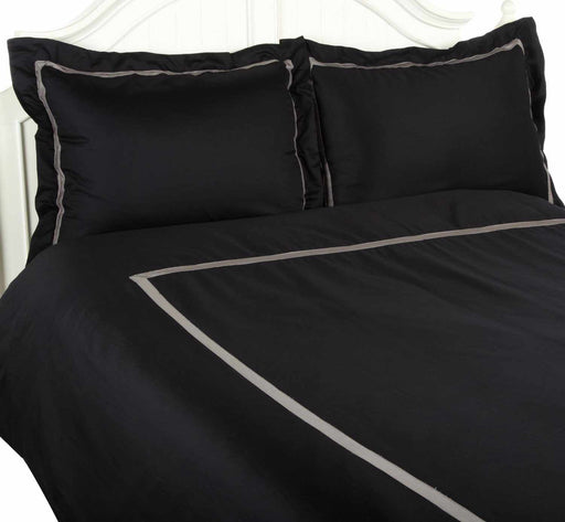 Obry Hotel Collection 100% Cotton Duvet Cover Set - Black/Grey