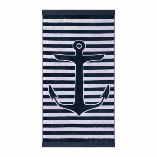 Royal Cruise Egyptian Cotton Anchor Design Oversized Beach Towel Set, 2-Pieces - Blue