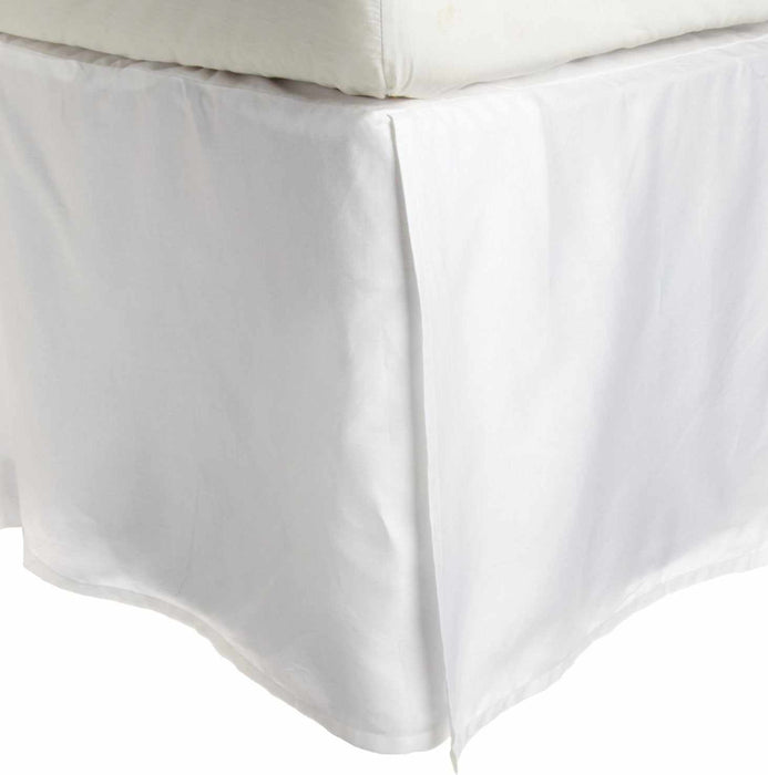 Saltaire 100% Egyptian Cotton Chic Solid Bed Skirt with Split Corners  - White