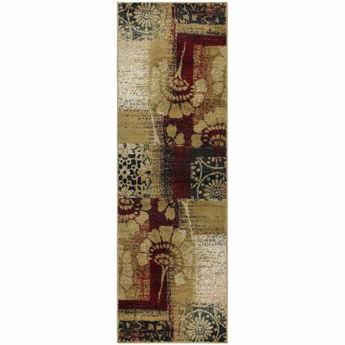 Serenity Transitional Geometric Floral Patchwork Area Rug-Rugs-Blue Nile Mills