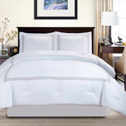 Shiola Microfiber Down Alternative Embroidered Comforter with Pillow Sham Set-Comforter Set-Blue Nile Mills